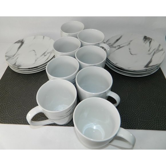 Marble Design Set Of 4 Plates 7.5" Home to Kitchen Porcelain Marble Effect Salad - Picture 10 of 10